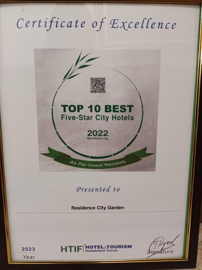 Residence City Garden - Certificate Of Excellence Top 10 Best Five-Stars City Hotels For 2024 Awarded By Htif Plovdiv Exterior foto
